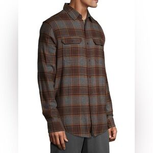 George Men’s Plaid Flannel Long Sleeve Button Up Shirt. *Warm Coffee Plaid*